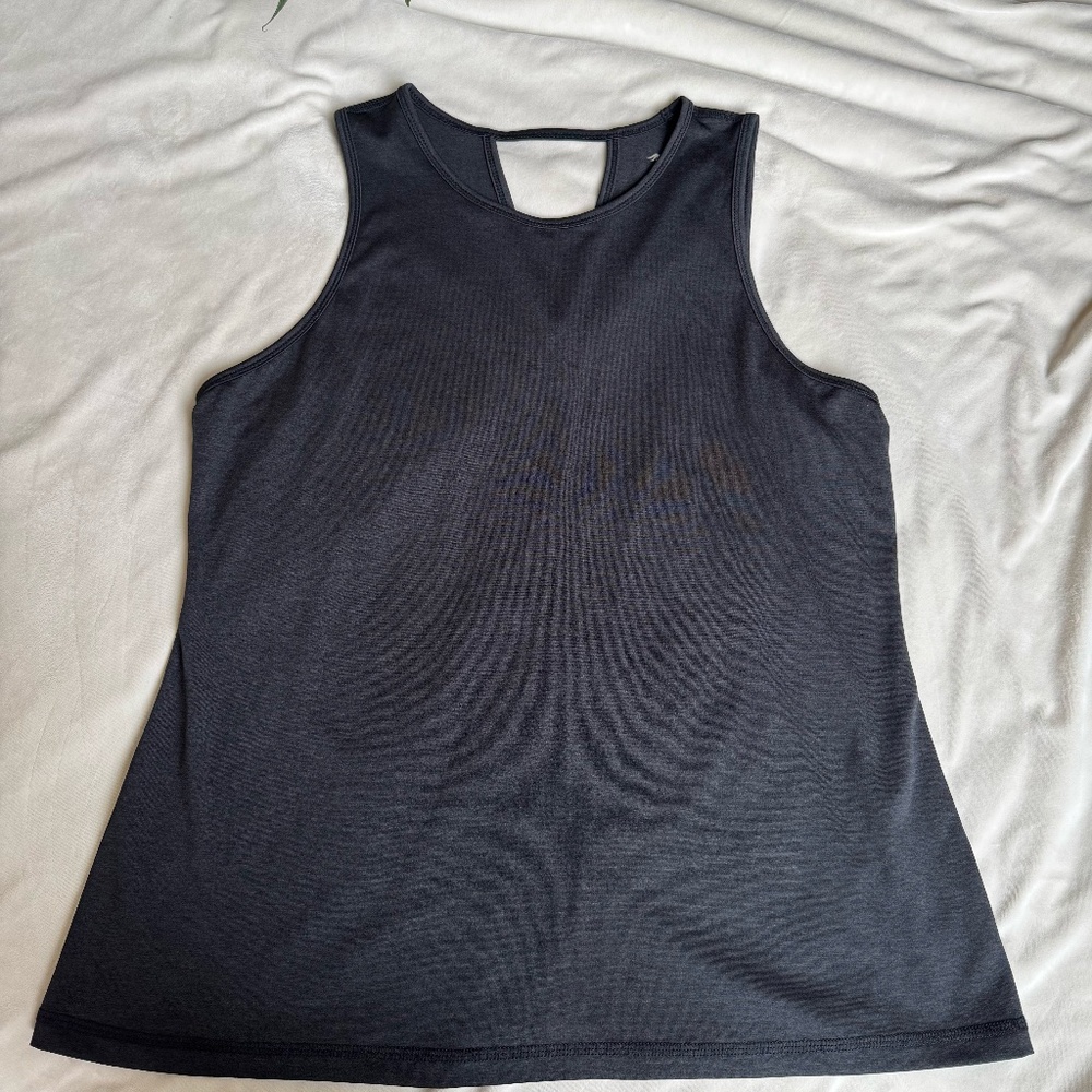 IDEOLOGY Women's Black Heathered Keyhole Back Active Tank Top SIZE L